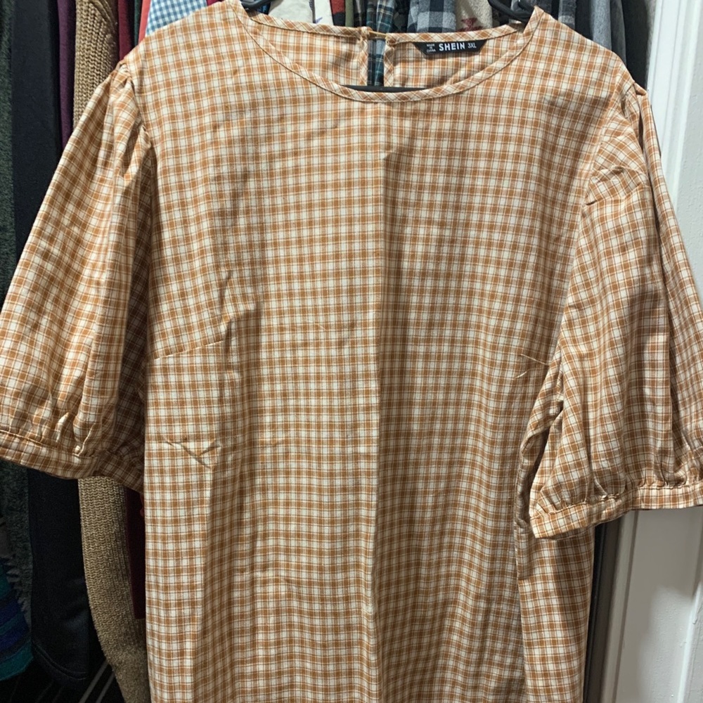 Brown gingham blouse